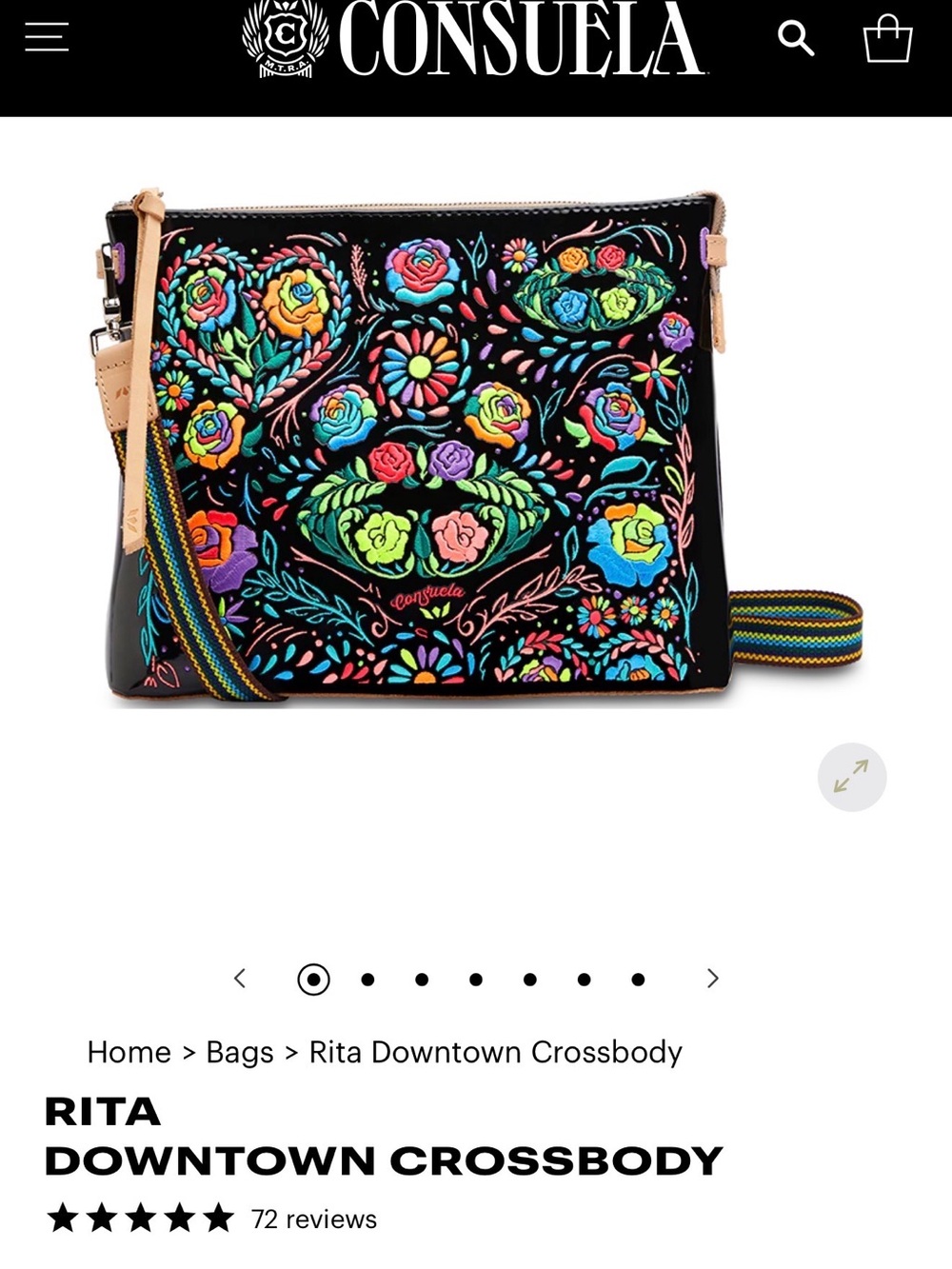 Consuela Black Multicolor Floral Embroidered Pouch - Picture 3 of 4